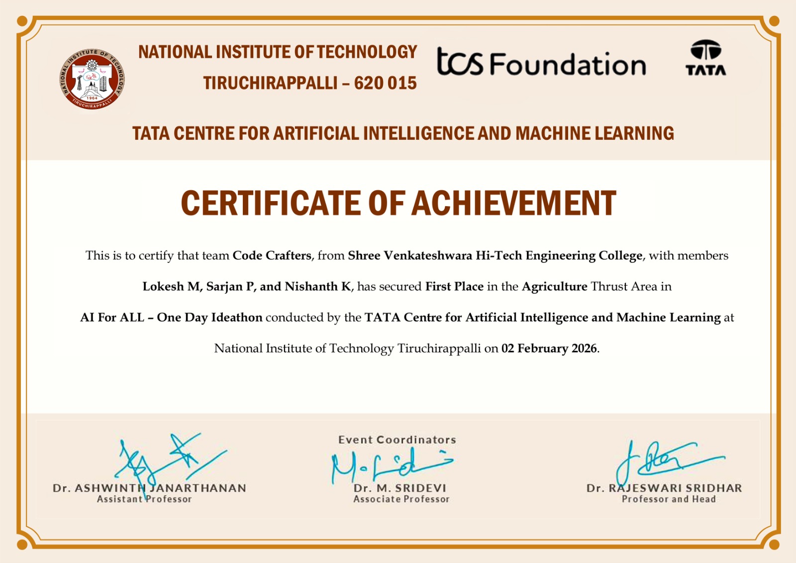 NIT Ideathon Certificate